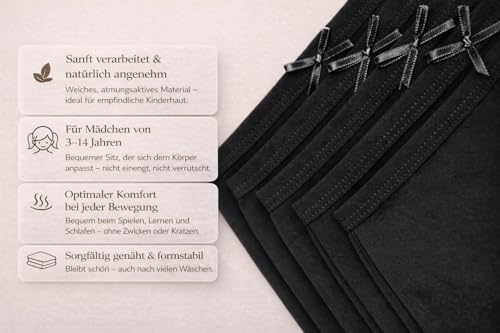 SAMILY Mädchen Unterhosen Unterhemd Set 10er Pack Boxershorts Spaghettiträger Unterwäsche Baumwolle (Black, 146-152)