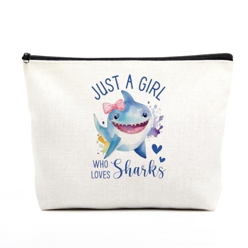 Shark Makeup Bag for Girls, Cute Shark Gift for Women, Gifts for Sharks Lovers, Small Shark Lover Travel Cosmetic Bag Zipper Pouch for Daughter granddaughter, Cool Shark Lovers Gifts for Birthday