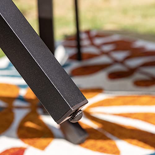 Mfstudio Black Patio Table Metal Square Coffee Tea Bistro Table Small Side End Adjustable Outdoor Furniture Table,Black #TOP2