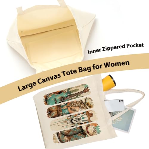 Bolso tipo tote western de lona para mujer miniatura 5