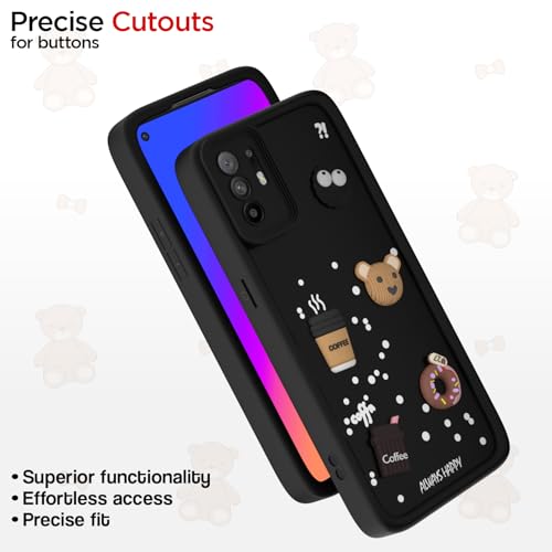 Image of Pikkme Back Cover for Oppo F19 Pro Plus 5G | Cute Fun Cartoon 3D Bear Silicone Full Body Protection Bumper Case (Black)