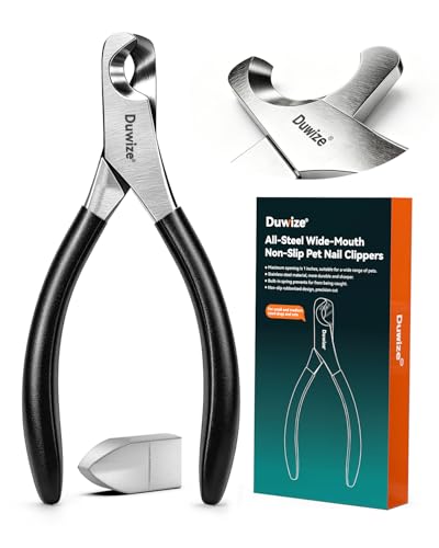 Image of Dog Nail Clippers - All-Steel Material, Large Opening, New Non-Slip Rubberized Handle, Built-in Spring, No Fur Pinch, Professional Pet Nail Trimmers for Small to Medium Dogs and Cats (Black)