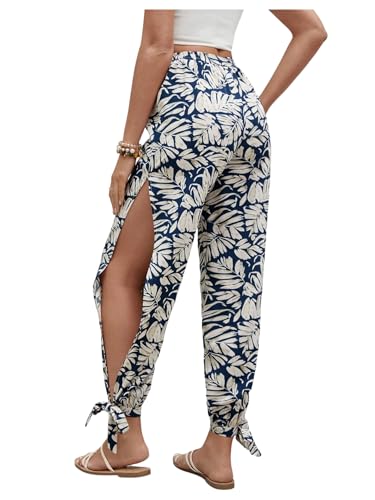 Floerns Women's Plus Size Boho Split Side Knot Trousers High Waisted Casual Jogger Pants