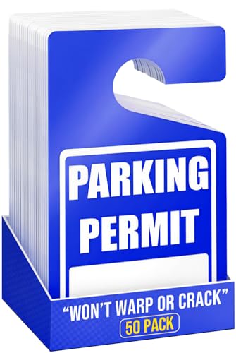 MESS Large Thick Parking Pass Hangtags - Parking Permit Hang Tag - Car Parking Tags for Parking Lot - Hanging Parking Permit - Permanent or Temporary Car Tags for Rear View Mirror 3x5