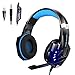 Produktbild PIPRE Gaming Headset für PS4, PC, Xbox One Controller, Geräuschunterdrückung über Ohrhörer mit Mikrofon, LED-Licht, Bass-Surround, Ohrenschützer mit weichem Speicher, K1, schwarz, 7.3