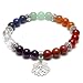 JOVIVI 7 Chakras Yoga Meditation Healing Balancing Round Stone Beads Stretch Bracelet with Lotus Charm