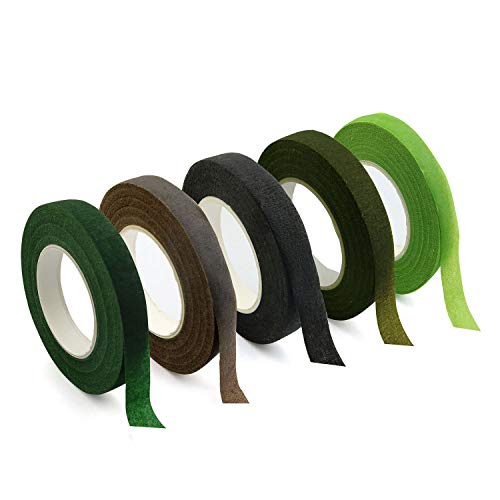 NX Garden 10 Rolls Artificial Flower Floral Tapes Self-Adhesive Bouquet Floral Stem Tape DIY Decoration Stickers 5 Colors