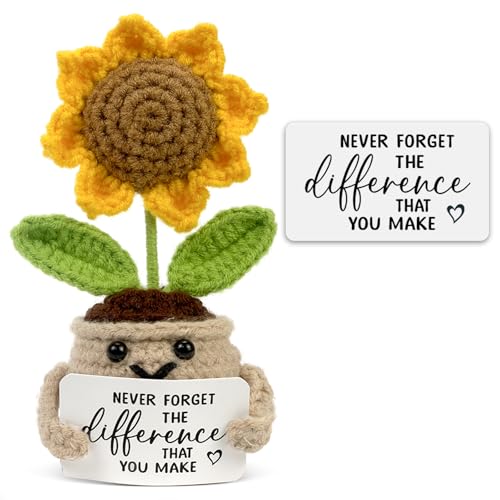 Tiny Detalles Mini Positive Crochet Sunflower Mothers Day for Mom, Cute Birthday Gifts for...
