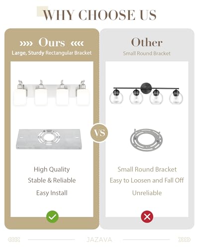 Image of Milk Glass Bathroom Light, 4-Light Vanity Light Fixture, Brushed Nickel Wall Sconce, VL01BNW-4