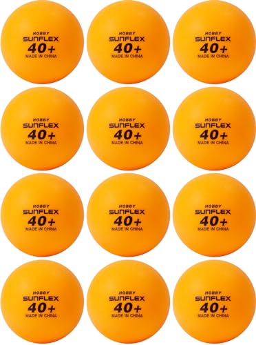 Sunflex Hobby Table Tennis Balls - Pack of 12 Ping Pong Balls - Plastic 40+ Table Tennis Pack of Training Balls - Available in Two Colors White and Orange