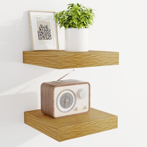 Marsmiles 6.7" Floating Shelves for Wall, Wooden Shelves with Invisible
