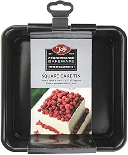 Tala Performance, Loose Base Square Cake Tin, Professional Gauge Carbon Steel with Eclipse Non-Stick Coating, 18 cm x 18 cm / 7" x 7" Cake Pan; Ideal for bakes and celebration cakes