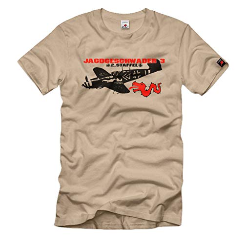 T-shirt Jagdschwader 3 beige XL - Haut militaire de collection pour passionné d'aviation