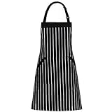 💓Tamaño: 77 x 100 cm, delantal de babero grande que cubre desde el pecho hasta la rodilla proporciona una gran protección contra la grasa de la cocina, derrames y manchas de alimentos.