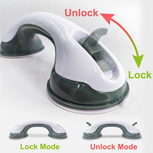 NLAAHCE Shower Handle - 12” Grab Bars for Bathroom, Ultra Grip Dual Locking Safety Suction Cups, Shower Handles for Elderly – Seniors, Disabled, Handicap, Elderly Assistance Product, 2-Count/Pack