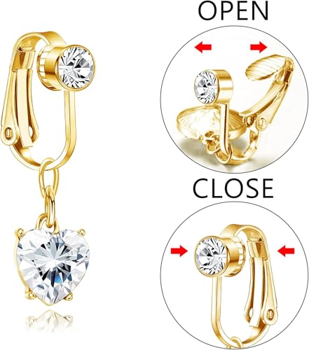 قرط بطن مزيف بمشبك للنساء من كريستينا، ثقب بطن مزيف بدون ثقب، ستانلس ستيل ذهبي، زركونيا مكعب