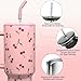 OEUFSEEE Cherry Tumbler with Straw and Lid Vacuum Insulated 40oz Pink Stainless Steel Cup Gifts for Women Birthday Present Cherry Water Bottle Coffee Cup for Home or Travel