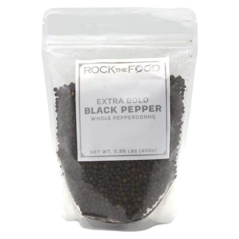Rock the Food | Whole Black Peppercorns for Grinder 400g | Perfect for Refilling Grinders and Great for Seasoning Jars. Cover