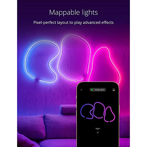 Image of Twinkly Flex - App-Controlled Flexible Light Tube with RGB (16 Million Colors) LEDs. 6.5 feet. White Wire. Indoor Smart Home Decoration Light (2 Pack)