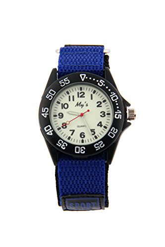 Sport Watch for Men Women Analog Quartz Watch Luminous Military Nylon Strap Hook Loop Wrist Watch Unisex for Teenagers Students (Large, Benzo Blue)