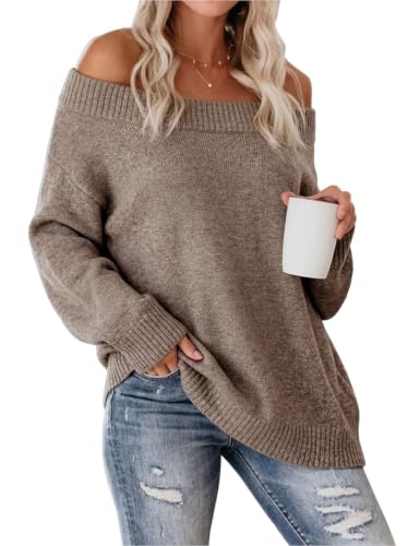 Image of VIMPUNEC Womens Off Shoulder Color Block Sweater Oversized Pullover Top