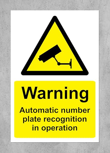 CCTV warning sign - Automatic number plate recognition in operation safety sign - 1.2mm Rigid plastic 300mm x 200mm