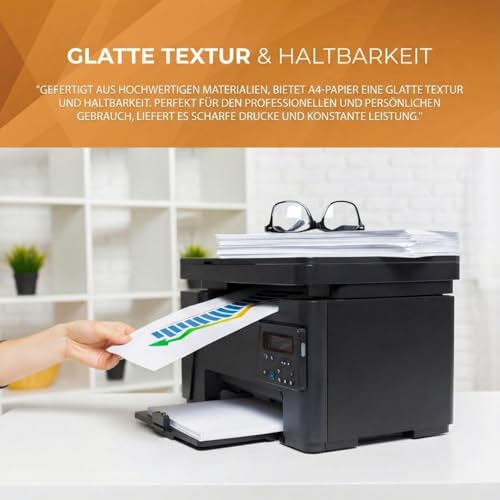 druckerpapier a4, weiß, 80 g/m², 500 Stück | Kopierpapier Premium für Tintenstrahl, Laserdrucker und Kopierer, perfekt hochweiß, den Heim- und Bürogebrauch