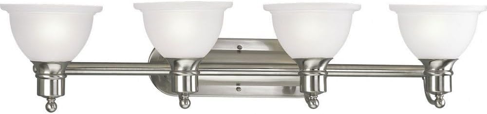 Progress Lighting 4-Light Etched Glass Traditional Bath Vanity Light, Madison Collection, Indoor, P3164-09, Brushed Nickel