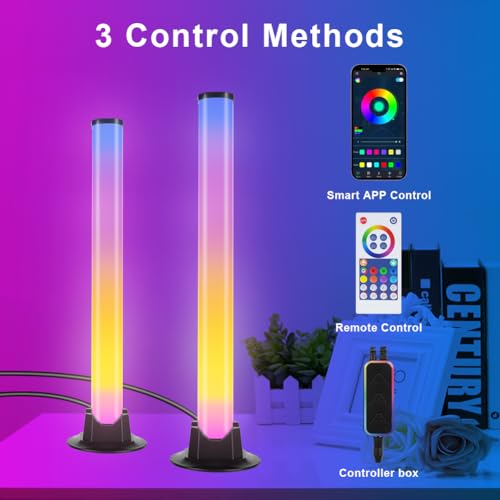 URAQT Smart LED Light Bars,2Pcs Music Synced RGB Gaming Light with APP Remote Control,Bluetooth Smart Ambient Lighting TV with 16 Million Colors,WiFi TV Backlight Mood Light for PC,TV - Image 3