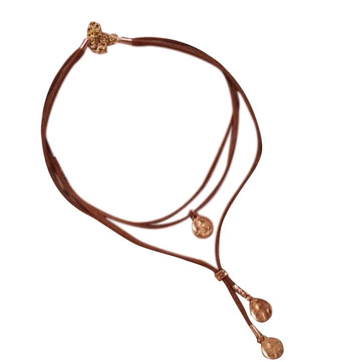 COLORFUL BLING Boho Black Brown Suede Choker Necklace Long Layered Feather Necklaces Birthday Gifts Summer Vacation Jewelry for Women Teen