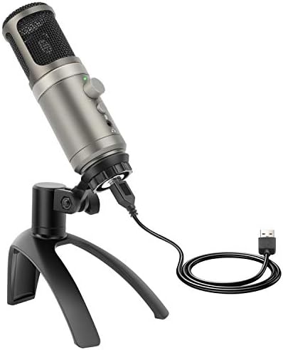 USB Microphone Metal Condenser Recording Mic Microphone for Desktop, Laptop MacBook, iPad or Phones Cardioid Studio Recording Vocals, Voice Overs, Vlog, Streaming Broadcast and YouTube Videos