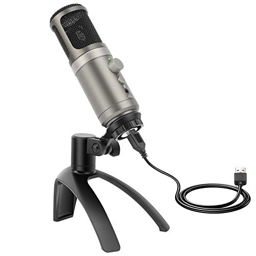 Usb Microphone Metal Condenser Recording Mic Microphone For Desktop, Laptop Macbook, Ipad Or Phones Cardioid Studio Recording Vocals, Voice Overs, Vlog, Streaming Broadcast And Youtube Videos #TOP8