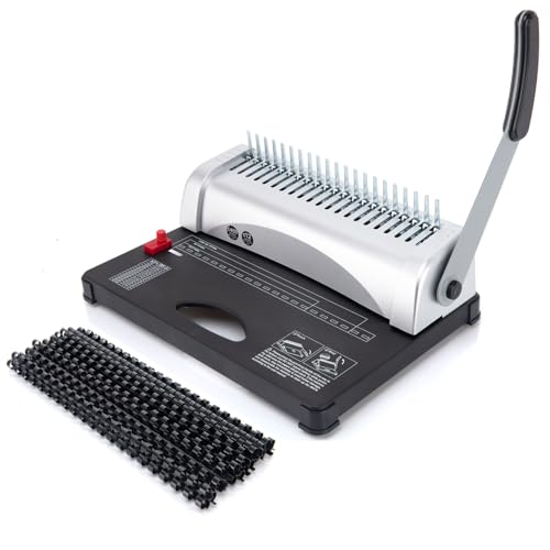 Binding Machine,Spiral Binding Machine 21-Holes,450 Sheets,Coil Binding Machine with Starter Kit 100 PCS 3/8\'\'Comb Binding Spines,Comb Binding Machine for Letter Size,A4,A5 or Smaller Sizes
