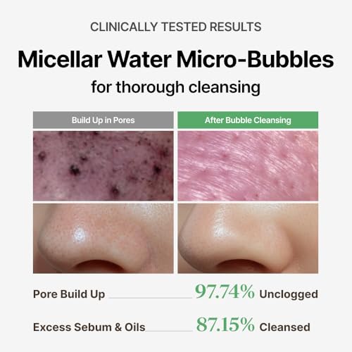 Image of MENOKIN Cotton Cloud Bubble Cleanser [Pore Clear] Green Clay, Low pH, Deep Pore Cleanser for Sensitive Skin, Hydrating & Non-Stripping, Gentle Face Wash, Foaming bubbles, Korean Skincare 5.07 fl oz