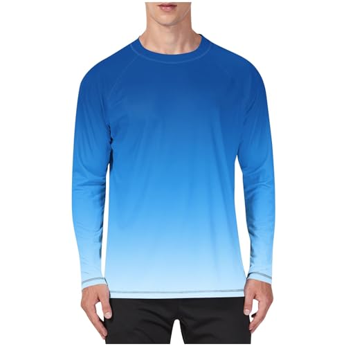 Mens Swim Shirts UPF 50+ Rash Guard Long Sleeve UV Protection Hiking Top Quick Dry Gradient Fishing Beach Outfit 2025