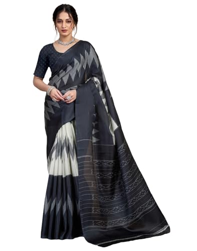 Image of SIRIL Women's Cotton Printed Saree With Unstitched Blouse Piece