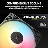 CORSAIR RS120-R ARGB 120 mm PWM Wentylatorów o Odwróconym Przepływie – Odwrócone Łopatki Wentylatora, 8 Diod LED RGB — Wysokie Ciśnienie Statyczne, Tryb Zero RPM – Zestaw Potrójny – Czarny