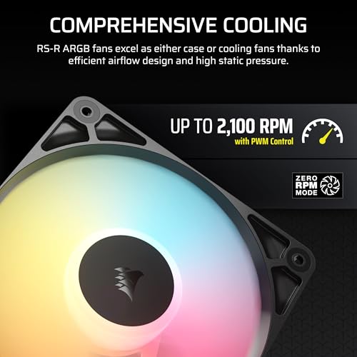Image of CORSAIR RS120-R ARGB 120mm PWM +5 ARGB Reverse Fans - Reverse Rotor, Eight RGB LEDs, High Static Pressure, Daisy-Chain, Magnetic Dome Bearing, Zero RPM Mode - Triple Pack - Black