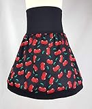  Kinderrock Kirsche mit schwarzen Bund Handmade Einzelstück verschiedene Größen Jersey Bund