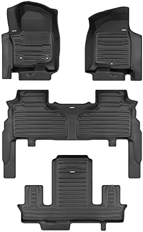 TuxMat Custom Floor Mats for GMC Yukon 7-Seater 2021-2026 - Laser Measured Max Coverage Full Set 1st-3rd Rows