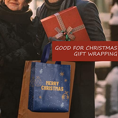 Lot de 4 sacs cadeaux de Noël avec poignées, sacs de Noël multifonctionnels en tissu non tissé pour emballage cadeau, fournitures de fête de Noël, 31 × 25 × 11,5 cm - Image 8