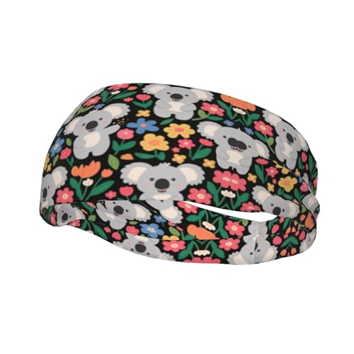 Boys Girls Cute Koala And Flowers Art Sports Sweatband Multi Style Beauty Skinny Hair Band Headdress for Yoga Travel Spa