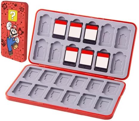 PERFECTSIGHT Switch Game Card Case for Nintendo Switch 2/ Lite / OLED, Game Holder Cartridge Case for Game Cards and 48 SD Cards, Kawaii Portable Compact Storage Box (Red M, 24 Slots)