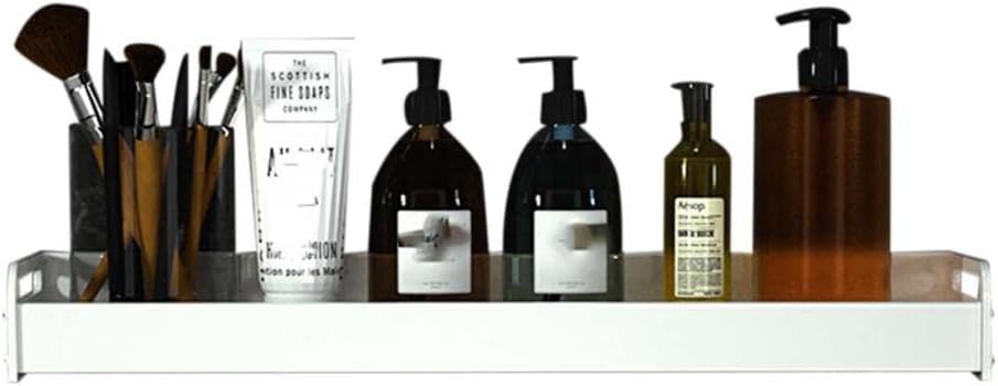 Bathroom Shelving No Drilling Rack Adhesive Shelf White Wall Mount Space Aluminum for Kitchen and Bathroom-A_30CM(C,40CM)