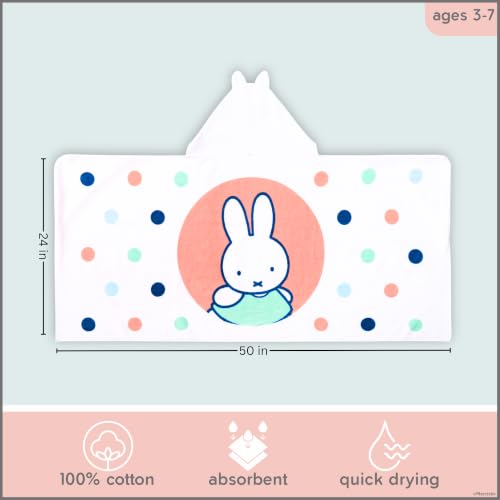 Image of Miffy Kids Super Soft Bath /Pool /Beach Soft Cotton Terry Hooded Towel Wrap, 24 in x 50 in (Officially Licensed Product) By Franco