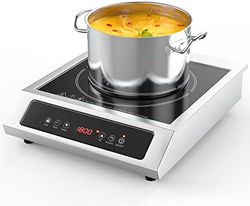 Portable Induction Cooktop, Countertop Burner Induction Hot Plate Electric for Cooking 1800W, 9 Temp Levels, 3 Hours Timer, Auto-Shut-Off, Touch Panel, LED Display, Auto Pot Detection, Child Safety Lock