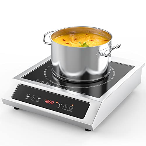 Portable Induction Cooktop, Countertop Burner Induction Hot Plate Electric For Cooking 1800W, 9 Temp Levels, 3 Hours Timer, Auto-Shut-Off, Touch Panel, Led Display, Auto Pot Detection, Child Safety Lock #TOP18