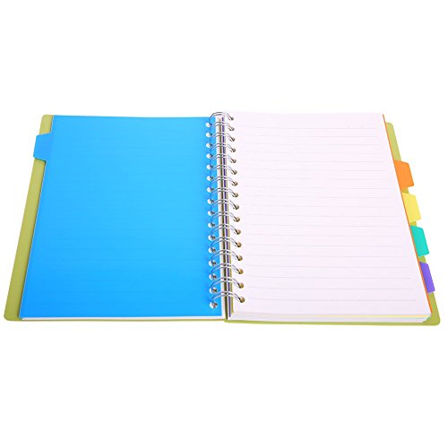 5 Subject Notebook, A5 Notebooks And Journals Spiral Bund, Wide Ruled, Lab Professional Notepad, Colored Dividers With Tabs, 5.7”×8.27”, 240 Pages, Hardcover Memo Planner For School Kids Girls Women #TOP3