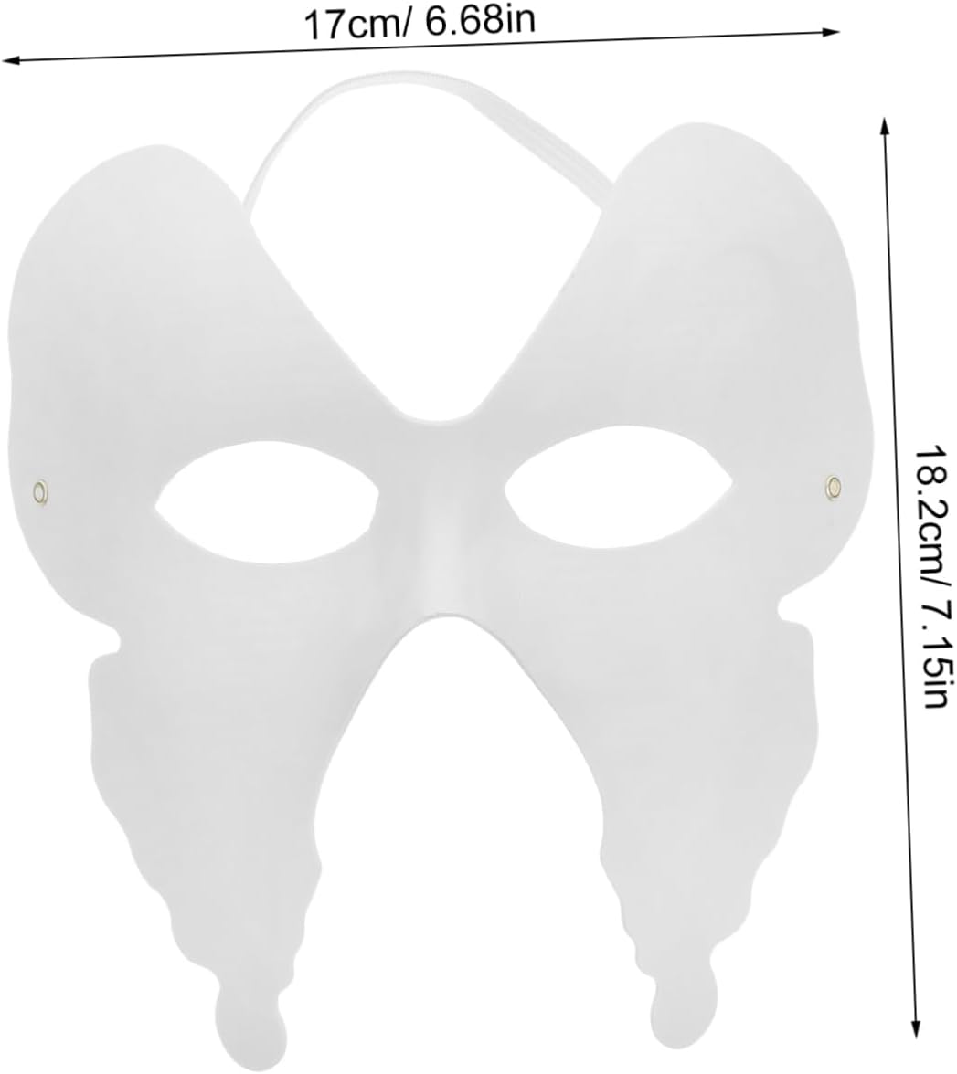White Butterfly DIY Paper Blank Face Mask for Halloween Masquerade