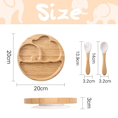 Mamimami Home Baby Bamboo Suction Plates Set With Spoons & Fork, Baby Food Dishes Feeding Set For Led Weaning Plate, Baby Utensils Set, Bpa Free #TOP2